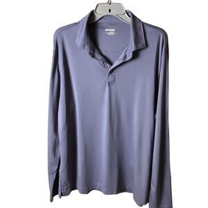 UNTUCKit Mens Blue Classic Long Sleeve Cotton Damaschino Polo Shirt Size XL